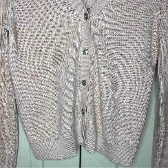 Cabi Eliza Pink Chunky Knit,m Faux Lace Up Back Button Front Cardigan Sweater - Picture 6 of 10